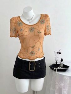 y2k chatpata Sheer Beaded Desi Floral Top