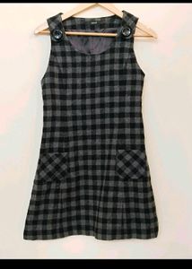 Black Checked Tunics Dress With Size M
