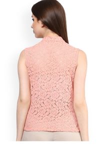 BRAND NEW WOMEN PEACH COLOURED SELF DESIGN TOP