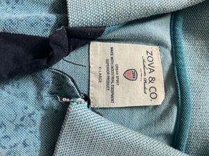 Stylish cyan Patterned Polo Shirt