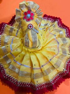 Laddu Gopal Fancy Dress Fabric Net Colour Yellow