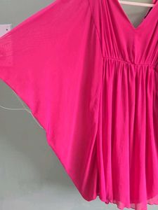 Vibrant Pink Flowy Mini kaftan Dress