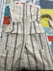 Striped Button-Up Midi Dress with Belt
