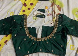 Green pattu maggam work blouse