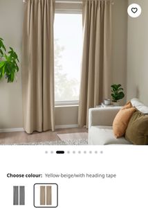 IKEA-Light Beige LINEN Curtains - Set of 2