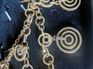 Chic Gold Circle Pendant Necklace &amp; Earrings Set