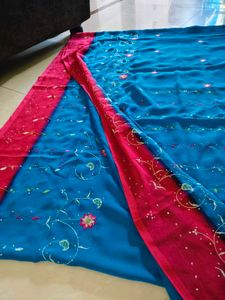 multi embroidered saree  with glitter