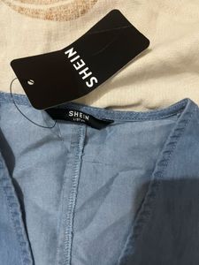 Blue Denim Tie-Front Vest Top
