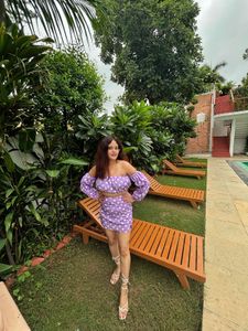 Lavender Polka Dot Off-Shoulder Set