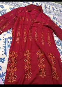 Maroon Kurta with Gold Print