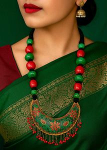 Turquoise Green And Red Necklace. Chandra Haar.
