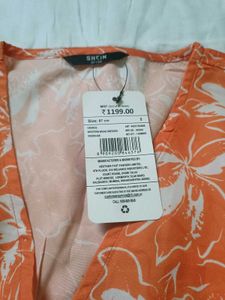 Coral Wrap Dress with White Floral Print