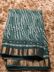 Elegant Teal Shibori Saree