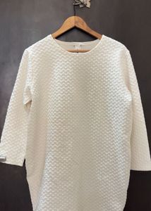 Winter Chic Textured Cream Long Sleeve Top
