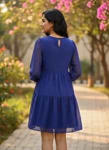 Blue Tiered Mini Dress