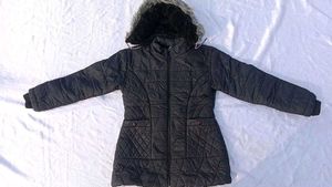 Quilted Winter Coat with fur Hood