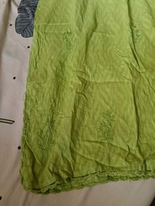 Lime Green Embroidered Kurta with lower