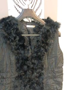 Fur Trimmed Black Vest