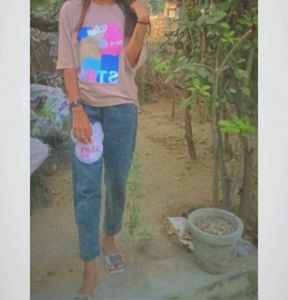 Cute Denim Jeans with Mickey Mouse Patch