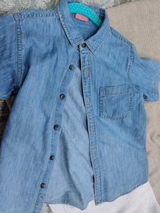 Light Wash Denim Short Sleeve Shirt