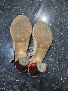Embellished Gold Wedge Sandals