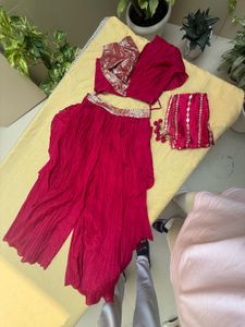 Vibrant Pink Sequined Lehenga Set