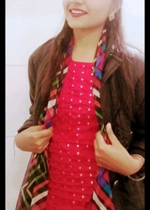 Red Embroidered Kurta