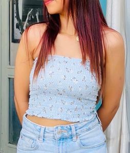 Floral Smocked Strapless Tube Top