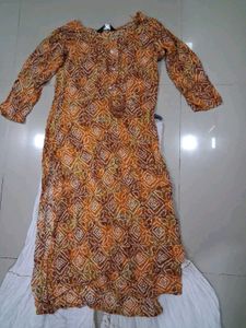 Orange Printed Kurta with White Palazzo Pants