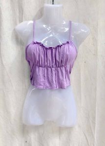 15279. Cute Lavender Ruched Crop Top