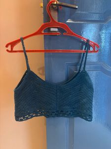 Teal Crochet Crop Top