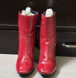 Red Patent Heeled Boots