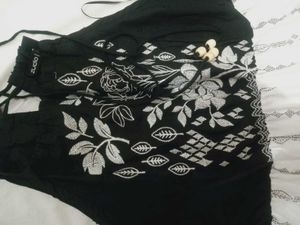 halter neck White &amp; Black Floral Dress