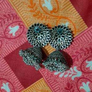 Stunning Oxidised Jhumka Earrings Unused