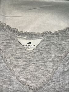 Grey Ribbed Long Sleeve Top with Lace Trim