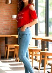 Red Cold Shoulder Top