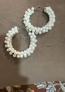 Elegant Pearl Hoop Earrings