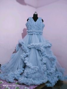 Blue Ruffled Gown