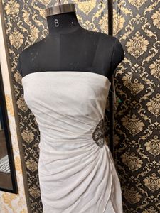 Elegant White Strapless Asymmetrical Dress