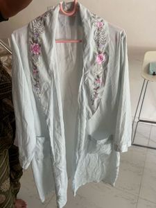 Light Blue Embroidered Robe