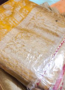 haldi function mango colour organza saree