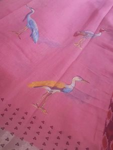 Elegant Pink crane design  Saree