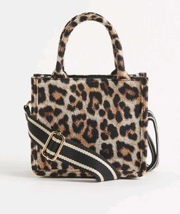 Leopard Print Jute Shoulder Bag