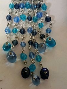 Blue Beaded Chandelier Earrings