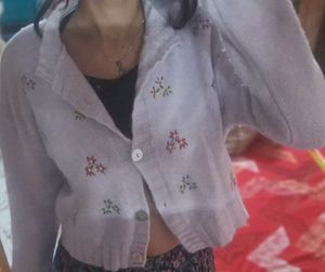 lavender cardigan