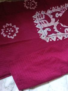 Maroon Batik Print Kurta Set