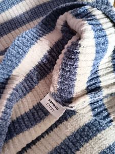 Blue &amp; White Striped Knit Sweater