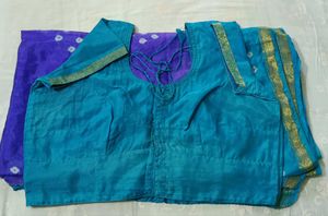 Beautiful Blue Bandhani Saree with Blouse