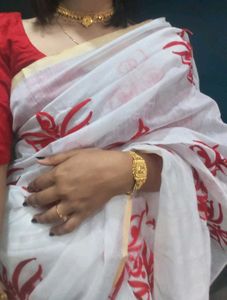 Cotton Saree Red Embroidery