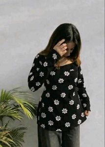 Elegant Black Floral Print Kurta